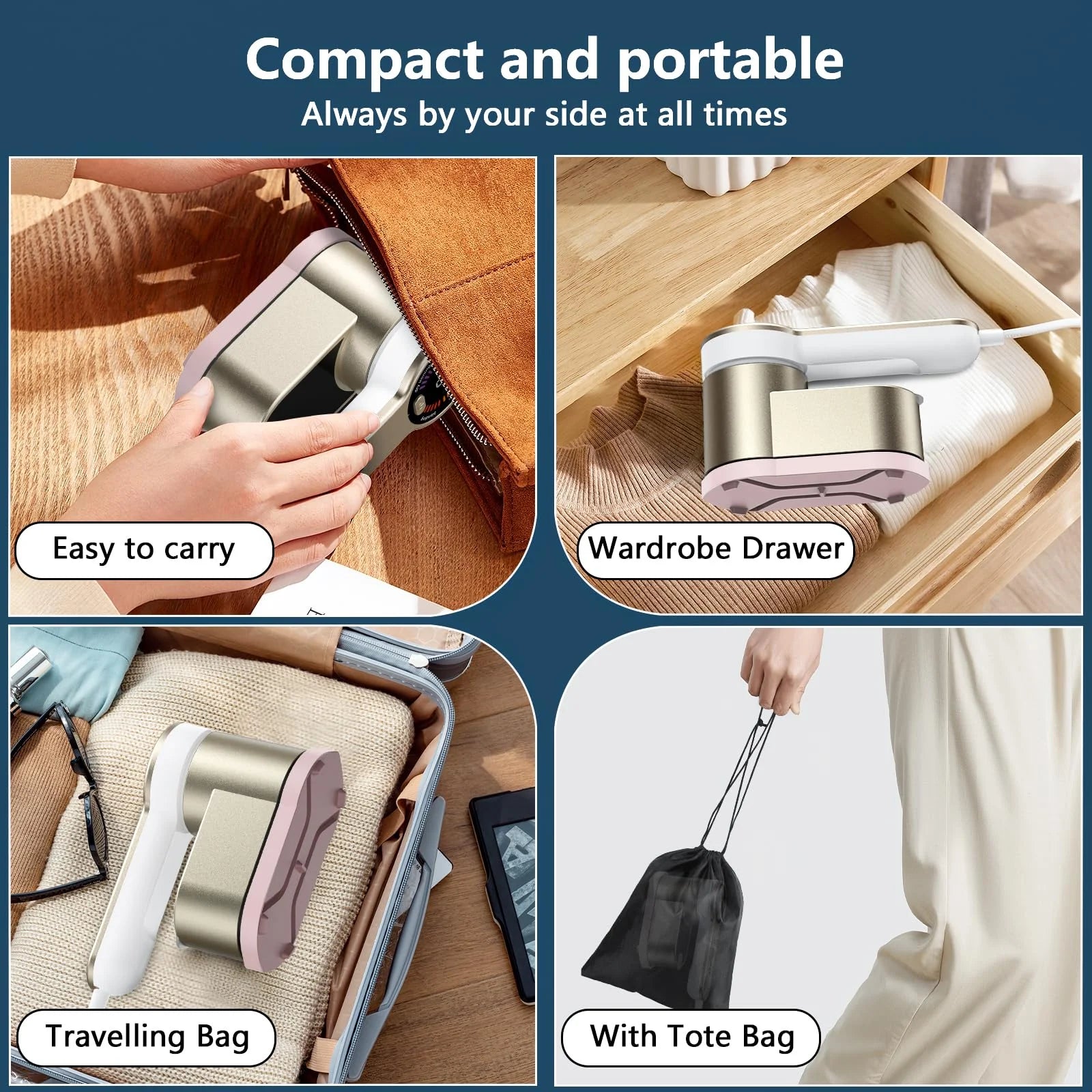 Travel Portable Steamer Iron for Clothes, 1200W Handheld Steam Iron with LCD Display, 9-Second Fast Heat-Up, 180° Swivel Handle, Intelligent Steam Level Adjustment