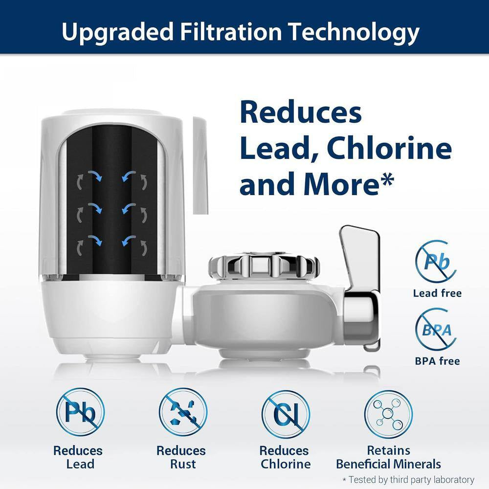 320-Gallon Faucet Water Filter for Sink, NSF Certified, Reduces Chlorine Includes 4 Filters, Fits Standard Faucets