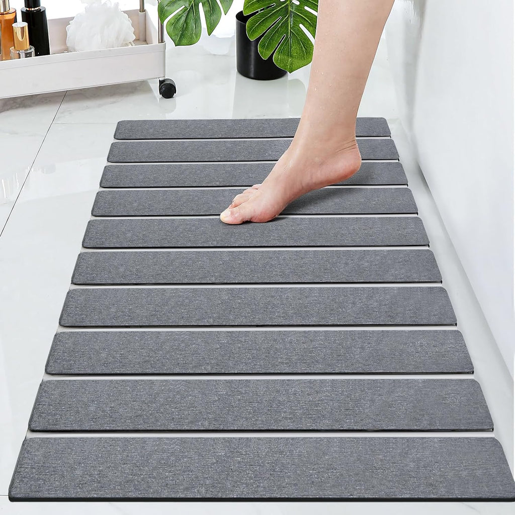 Foldable Stone Bath Mats for Bathroom Super Absorbent Diatomaceous Earth Bath Mat Quick Dry Bath Rug Drying Mats with Non Slip Shower Rug Tub Shower Mat
