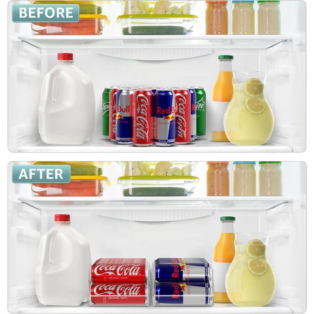 2 Pack Clear Skinny Soda Can Organizer and Dispenser, Holds 12 Cans Each