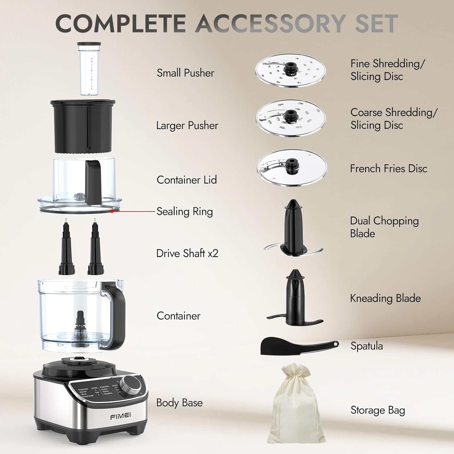 12-Cup Food Processor and Vegetable Chopper, 600W Electric Food Chopper for Slicing, Shredding, Chopping, Pureeing, Dough, Baby Food Maker, Large Feed Chute, Dishwasher Safe Bowl