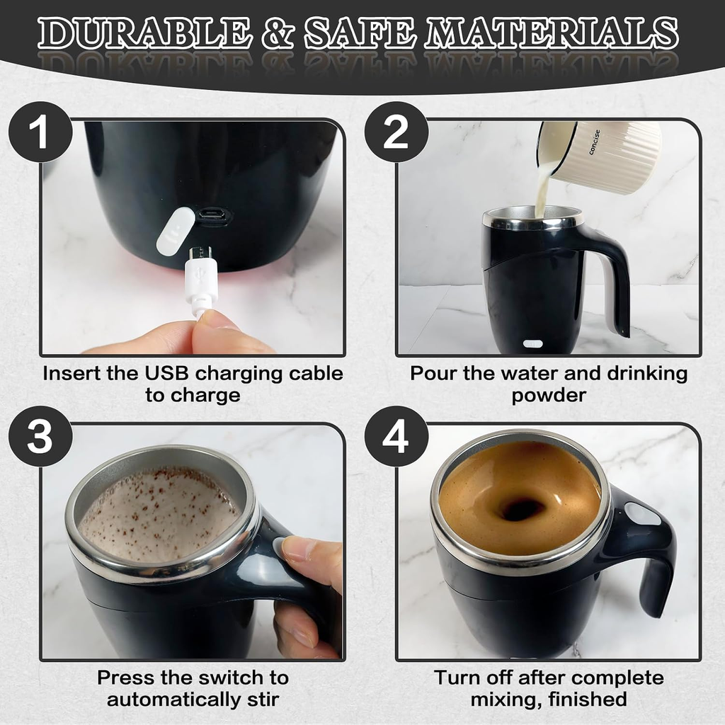 Self Stirring Mug,Rechargeable Automatic Magnetic Self Stirring Coffee Mug,Rotating Home Office Travel Mixing Cup,To Stir Coffee, Chocolate, Milk, Protein,Cocoa Etc, Great for Office, School, Gym…