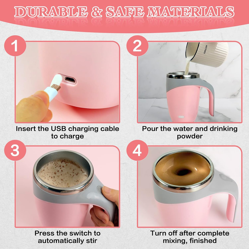 Self Stirring Mug,Rechargeable Automatic Magnetic Self Stirring Coffee Mug,Rotating Home Office Travel Mixing Cup,To Stir Coffee, Chocolate, Milk, Protein,Cocoa Etc, Great for Office, School, Gym…