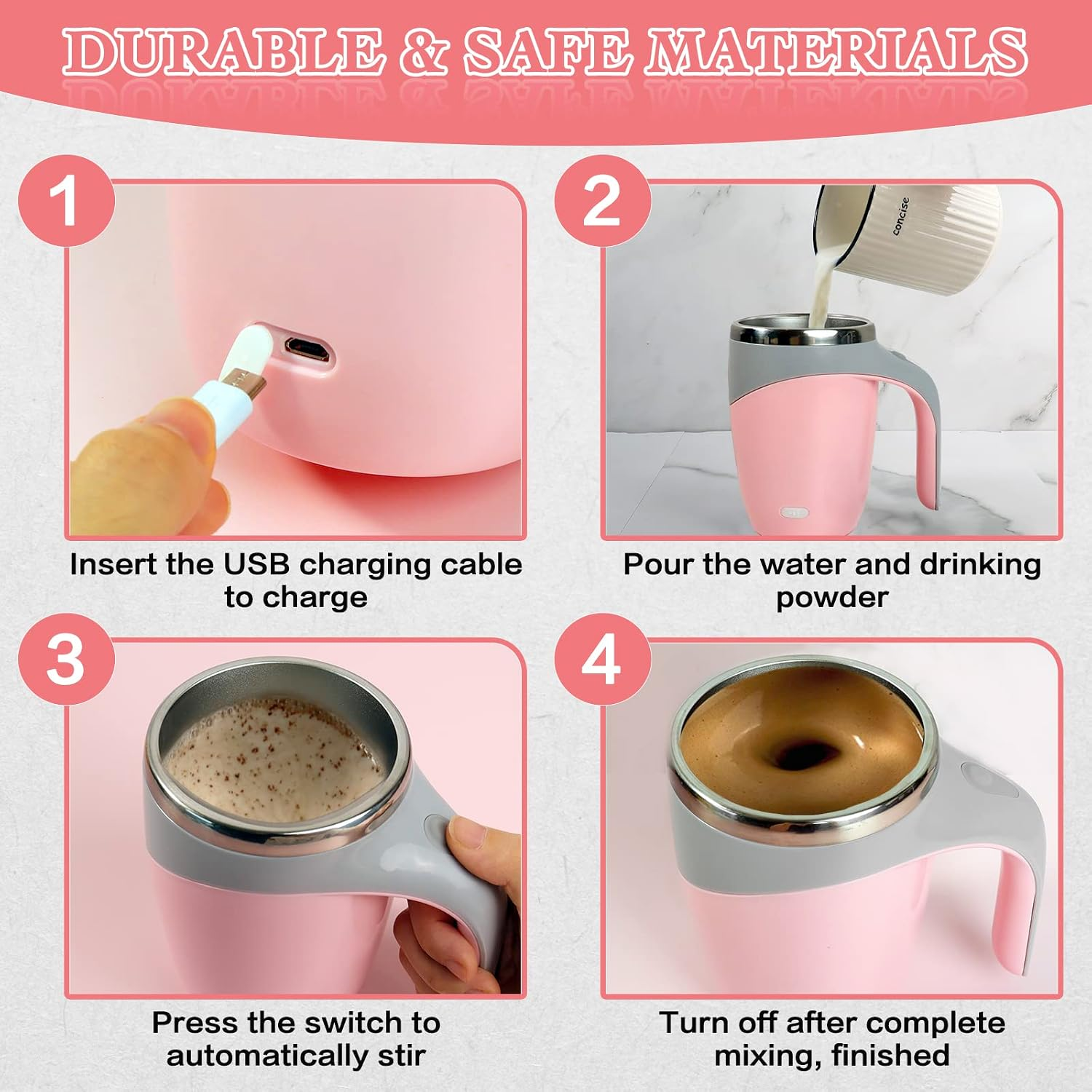 Self Stirring Mug,Rechargeable Automatic Magnetic Self Stirring Coffee Mug,Rotating Home Office Travel Mixing Cup,To Stir Coffee, Chocolate, Milk, Protein,Cocoa Etc, Great for Office, School, Gym…