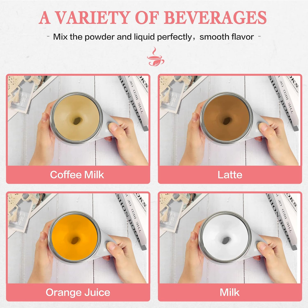 Self Stirring Mug,Rechargeable Automatic Magnetic Self Stirring Coffee Mug,Rotating Home Office Travel Mixing Cup,To Stir Coffee, Chocolate, Milk, Protein,Cocoa Etc, Great for Office, School, Gym…