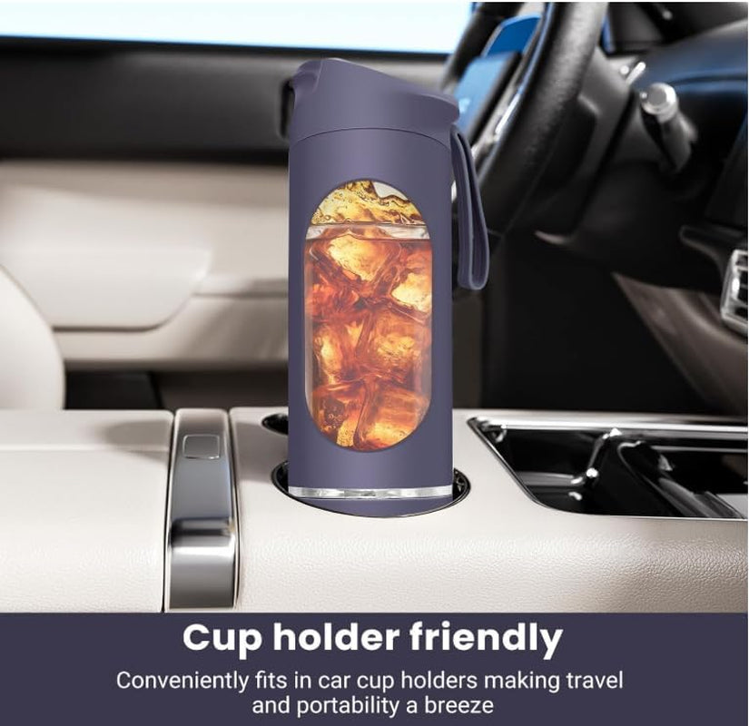 Portable Blender/Juicer, 12-Blade Cordless Smoothie Maker, 15.2Oz with Ice Crush Power, USB-C Rechargeable, Leakproof, Bpa-Free, Self-Cleaning for Shakes, Protein, Juices, Frozen Fruit (Purple, 3.7V)