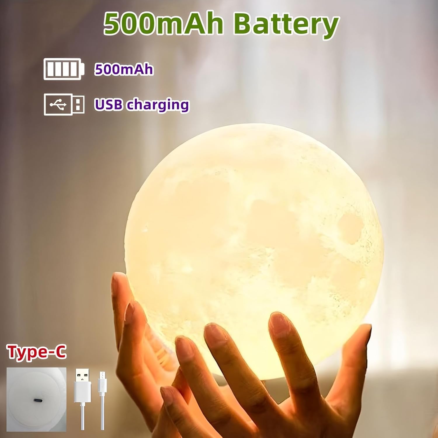 Moon Lamp-3D Moon Night Light for Kids Bedroom,Rechargeable 16 Colors Globe Nightlight,Remote/Touch/Flap Control Ambient Lighting Girls Boys Birthday Gifts for Home Living Room Decor(4.8 Inch)