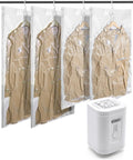 4 Pack Hanging Vacuum Storage Bags for Clothes, Space Saver Bags for Closet Organization, Air-Tight Vacuum Sealer Bags for Heavy Coats, Suits, Dresses, Jackets, Hand Pump Included