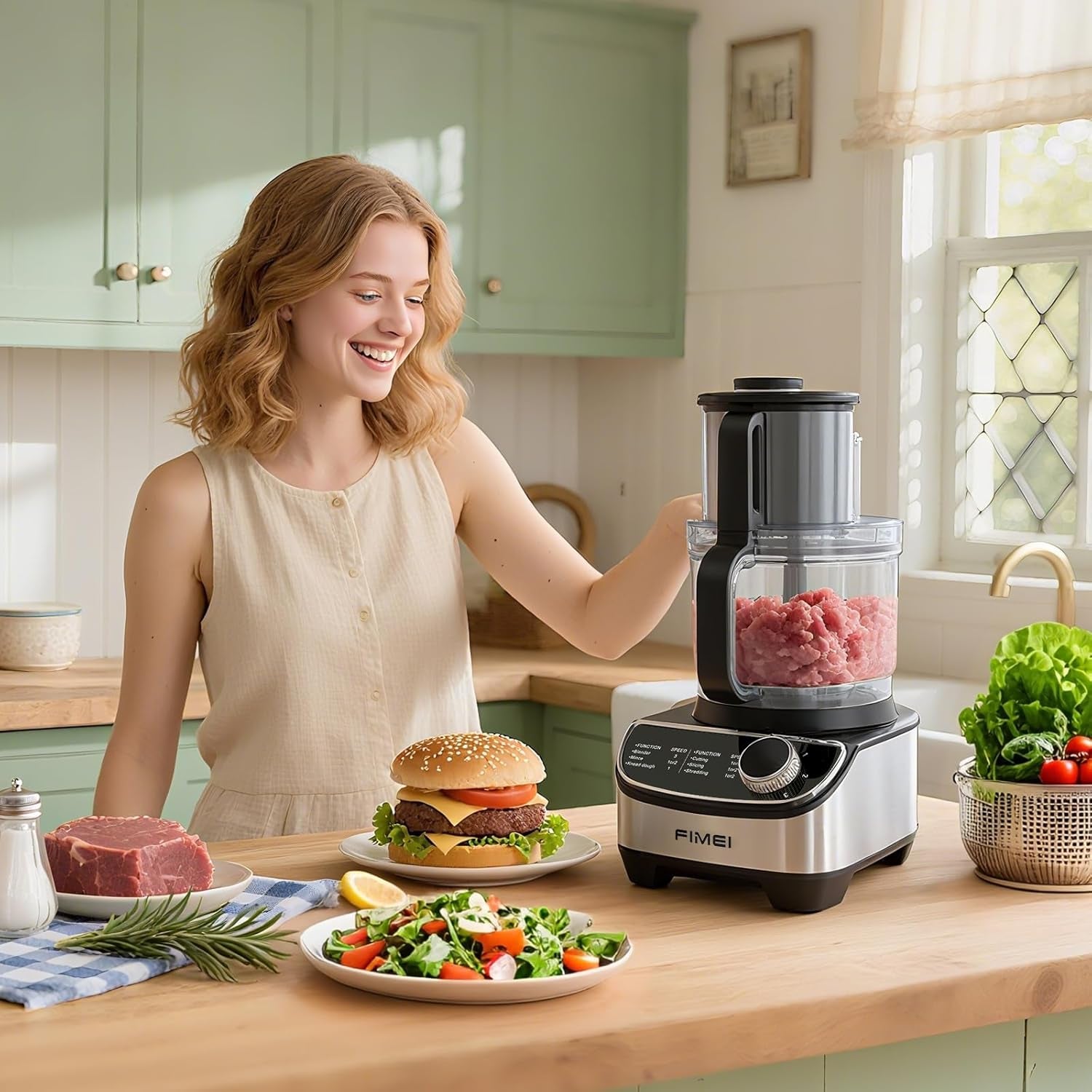 12-Cup Food Processor and Vegetable Chopper, 600W Electric Food Chopper for Slicing, Shredding, Chopping, Pureeing, Dough, Baby Food Maker, Large Feed Chute, Dishwasher Safe Bowl