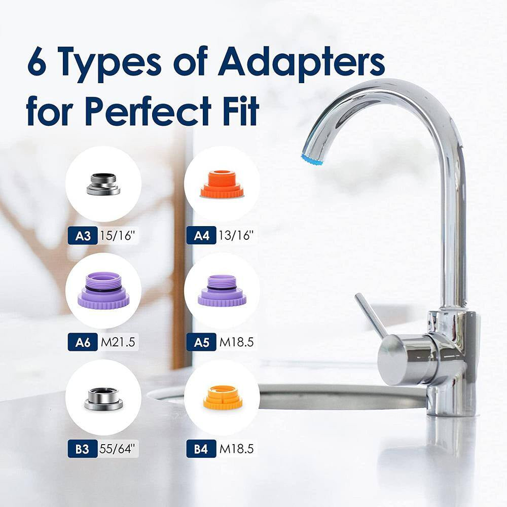 320-Gallon Faucet Water Filter for Sink, NSF Certified, Reduces Chlorine Includes 4 Filters, Fits Standard Faucets