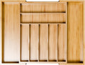 Bamboo Kitchen Drawer Organizer, Expandable Silverware Organizer, Utensil Cutlery Tray for Flatware, Natural