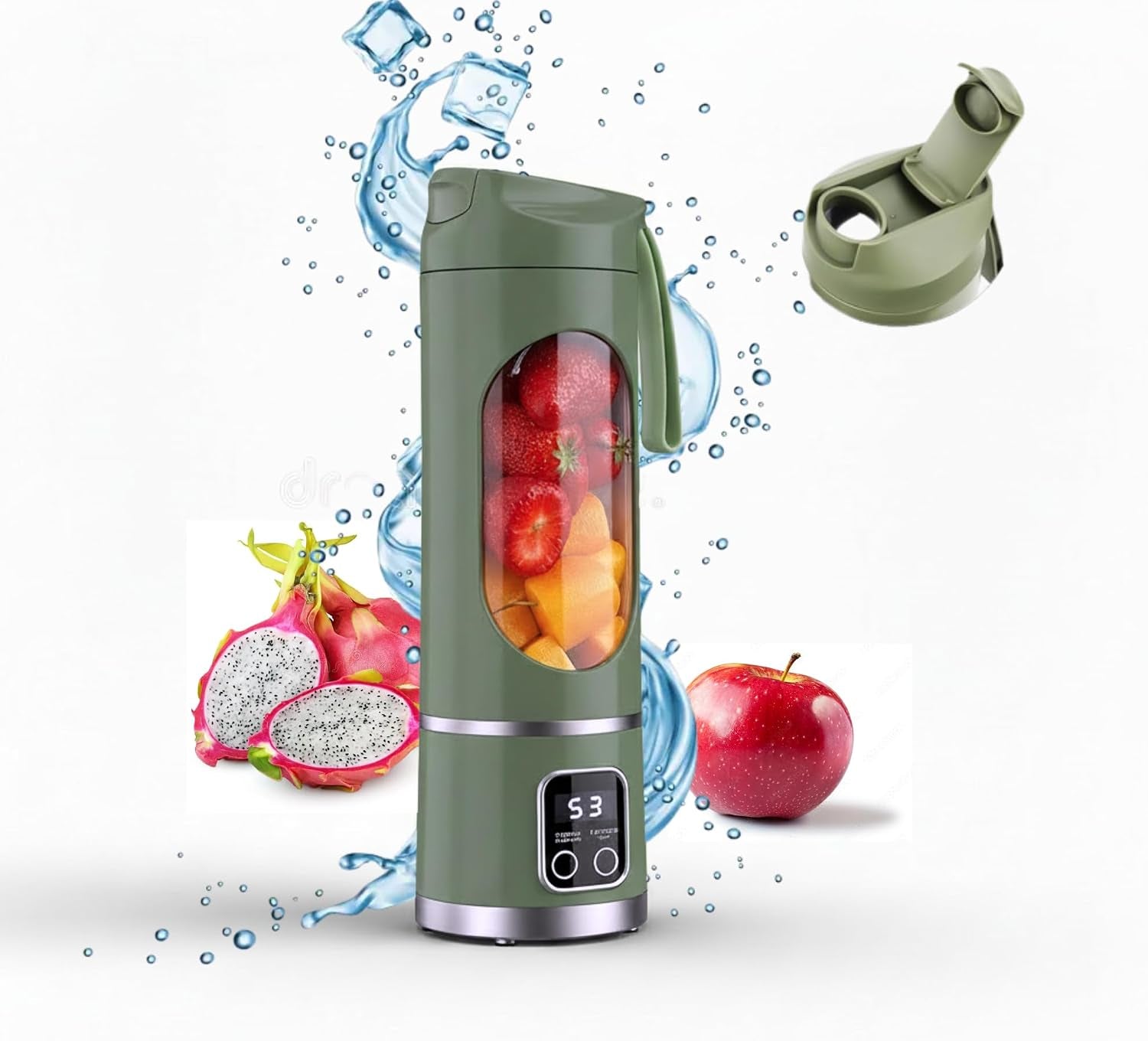 Portable Blender, 12-Blade Cordless Smoothie Maker, USB-C Rechargeable (Green, 7.4V)