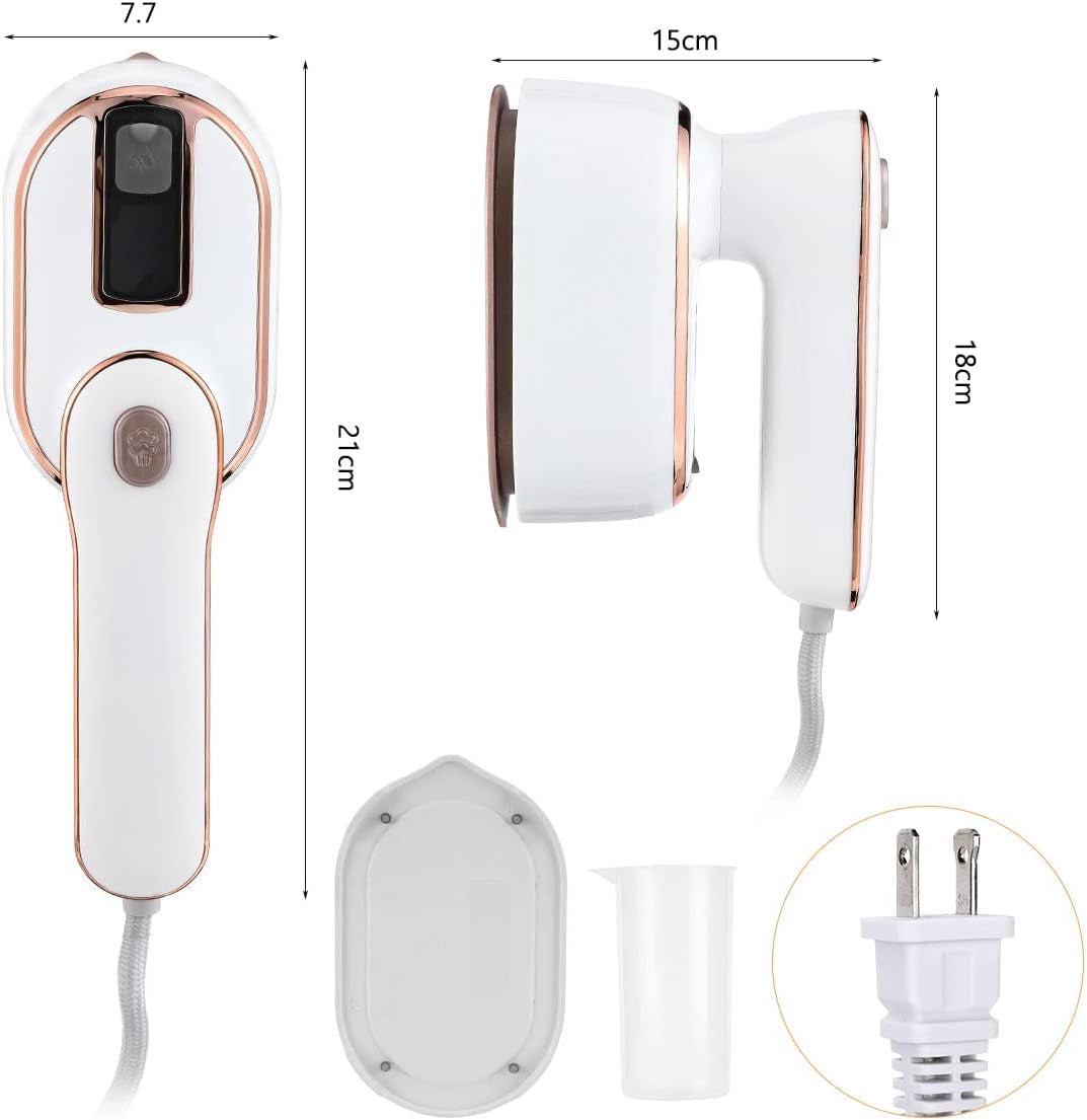 Mini Steam Iron for Clothes, Travel Steamer Clothes,180 Rotating Portable Iron,Micro Steam Iron Mini Handheld Support Dry and Wet Ironing Home College, White